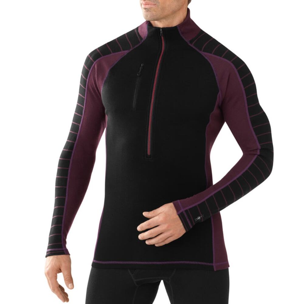 Smartwool PhD NTS Mid 250 Funnel Quarter Zip Pullover Black Purple Size Large